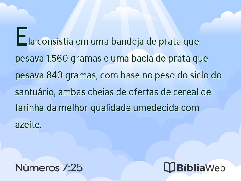 Números 7:25 em imagem para compartilhar