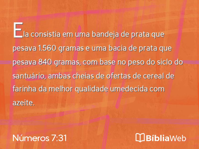Números 7:31 em imagem para compartilhar