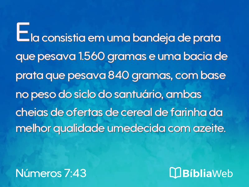 Números 7:43 em imagem para compartilhar