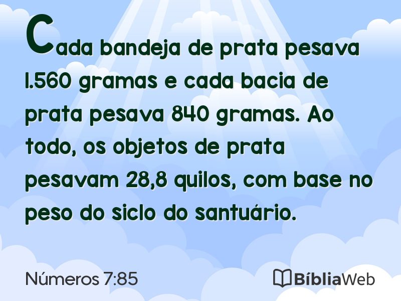 Números 7:85 em imagem para compartilhar