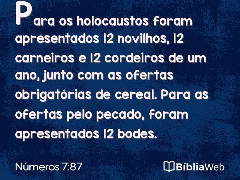 Números 7:87 em imagem para compartilhar