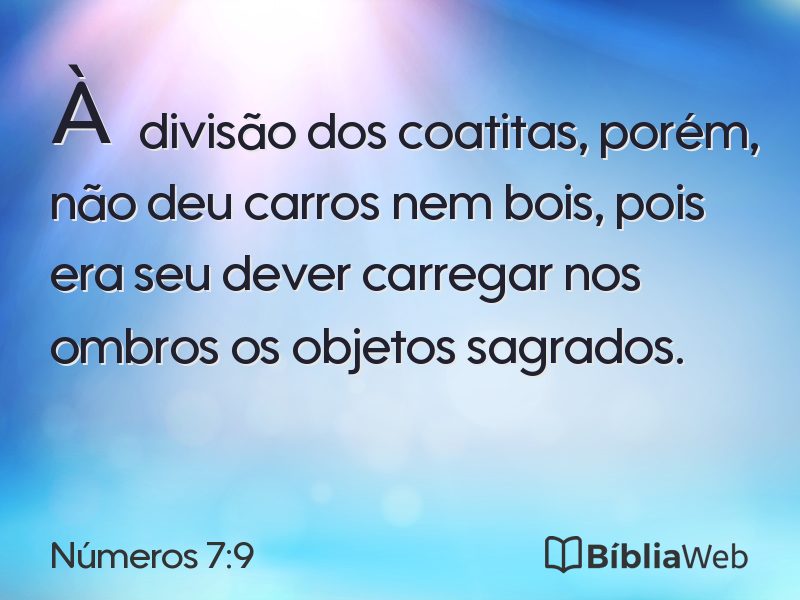 Números 7:9 em imagem para compartilhar