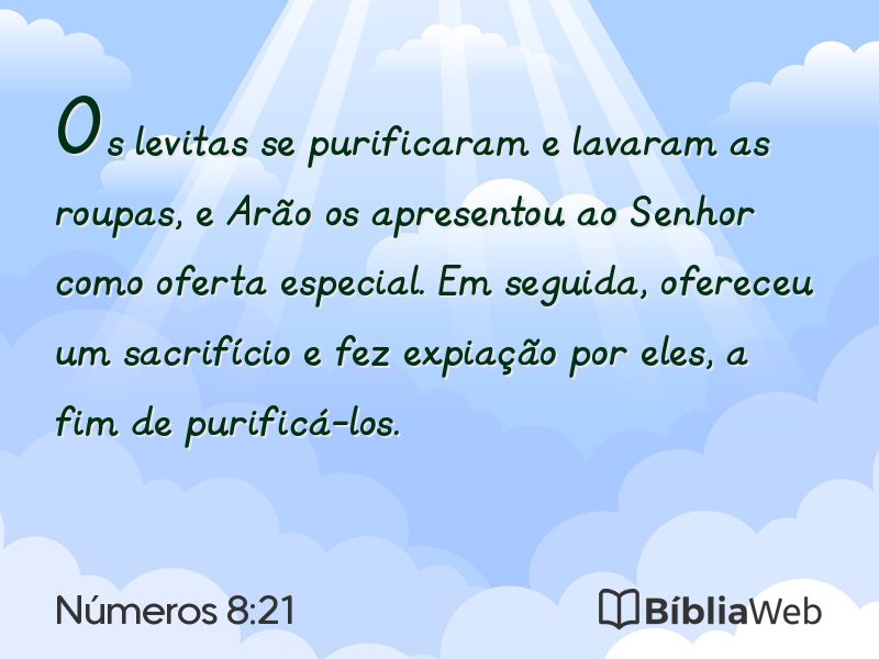 Números 8:21 em imagem para compartilhar