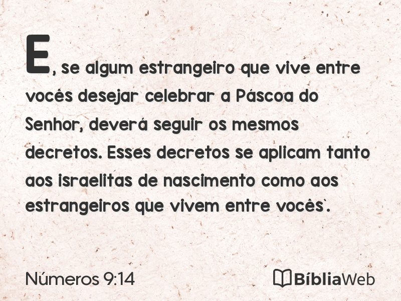 Números 9:14 em imagem para compartilhar