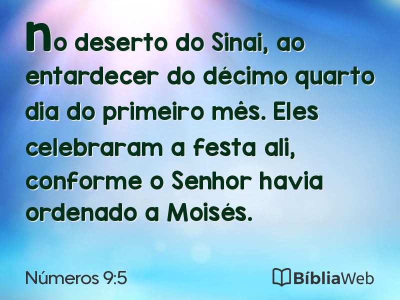 Números 9:5 em imagem para compartilhar