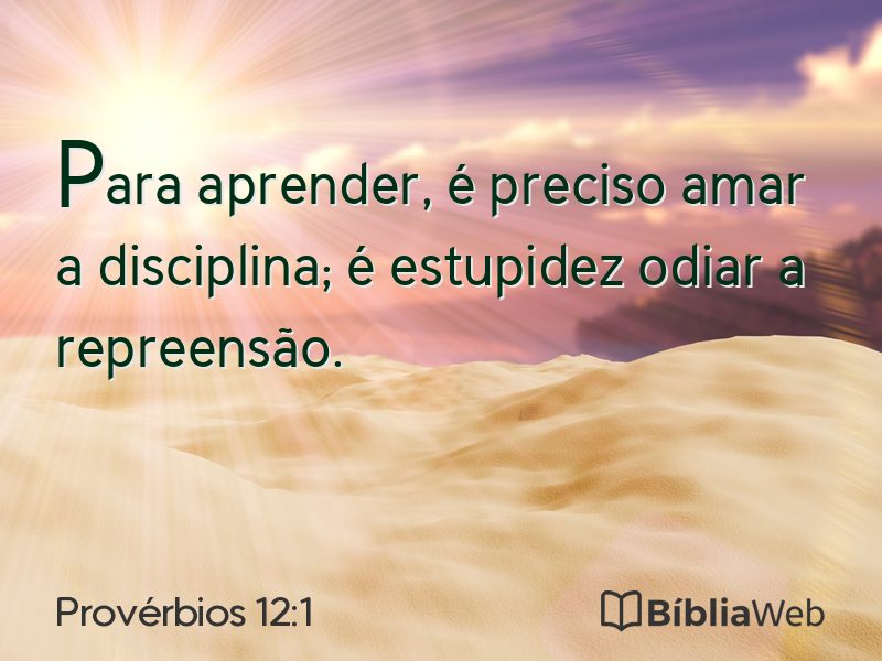 Provérbios 12:1 em imagem para compartilhar