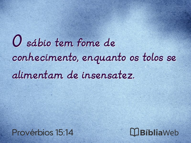 Provérbios 15:14 em imagem para compartilhar