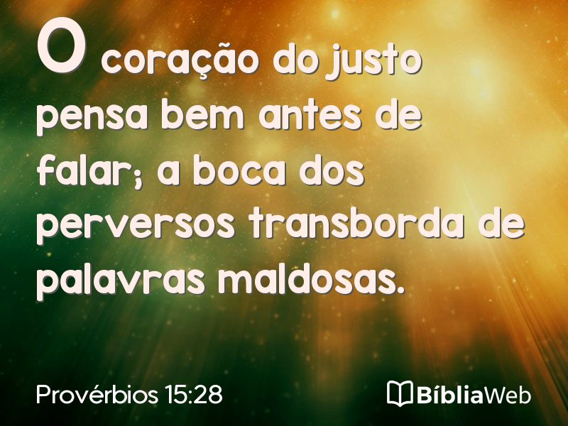 Provérbios 15:28 em imagem para compartilhar