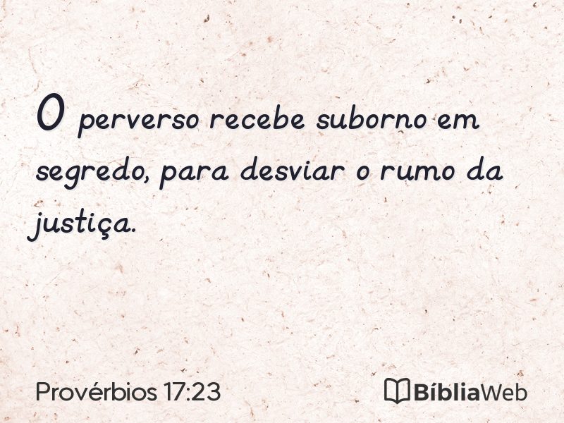 Provérbios 17:23 em imagem para compartilhar