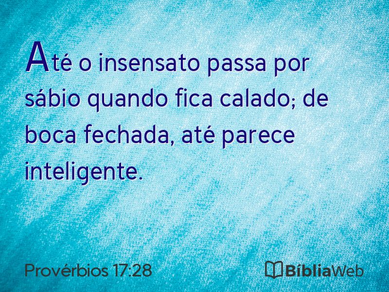 Provérbios 17:28 em imagem para compartilhar
