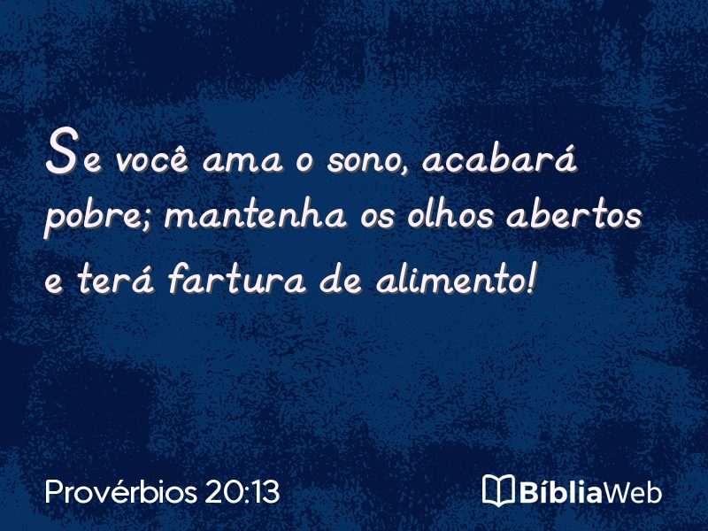 Provérbios 20:13 em imagem para compartilhar