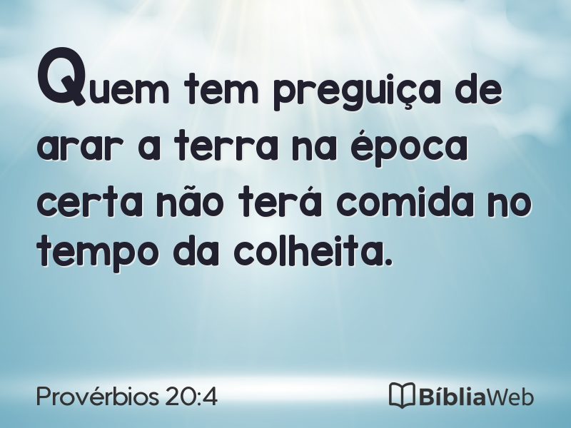 Provérbios 20:4 em imagem para compartilhar