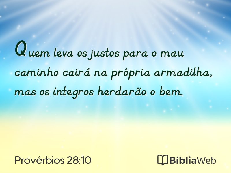Provérbios 28:10 em imagem para compartilhar