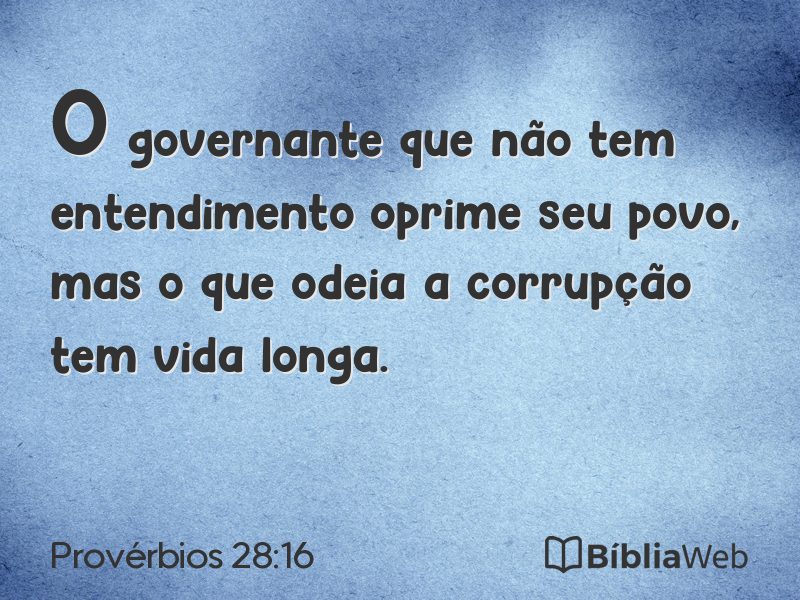 Provérbios 28:16 em imagem para compartilhar