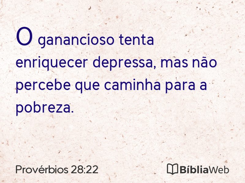 Provérbios 28:22 em imagem para compartilhar