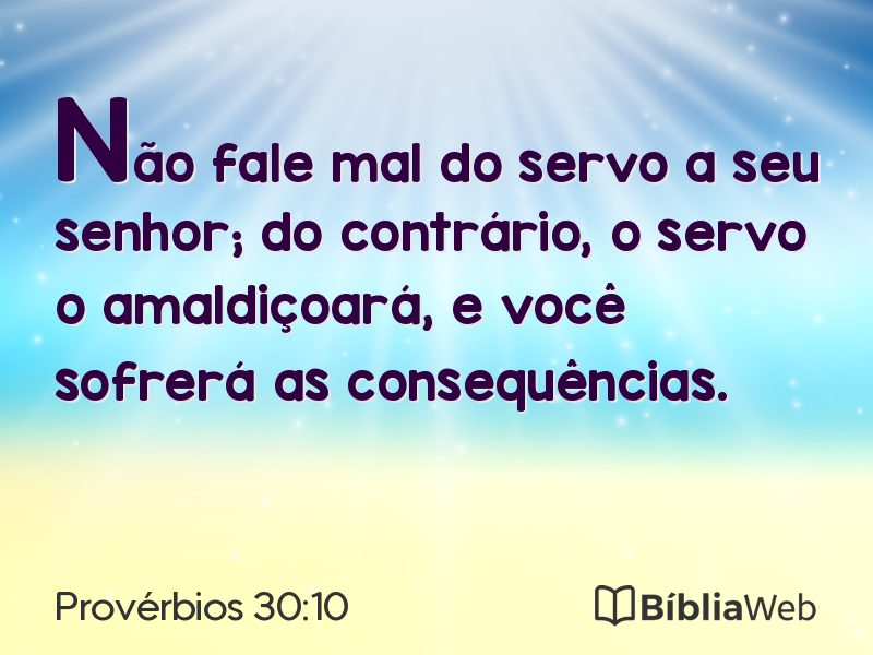 Provérbios 30:10 em imagem para compartilhar