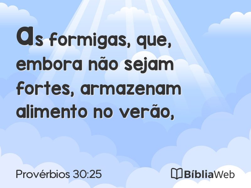 Provérbios 30:25 em imagem para compartilhar