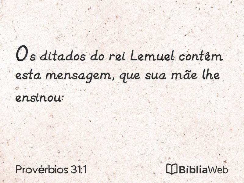 Provérbios 31:1 em imagem para compartilhar