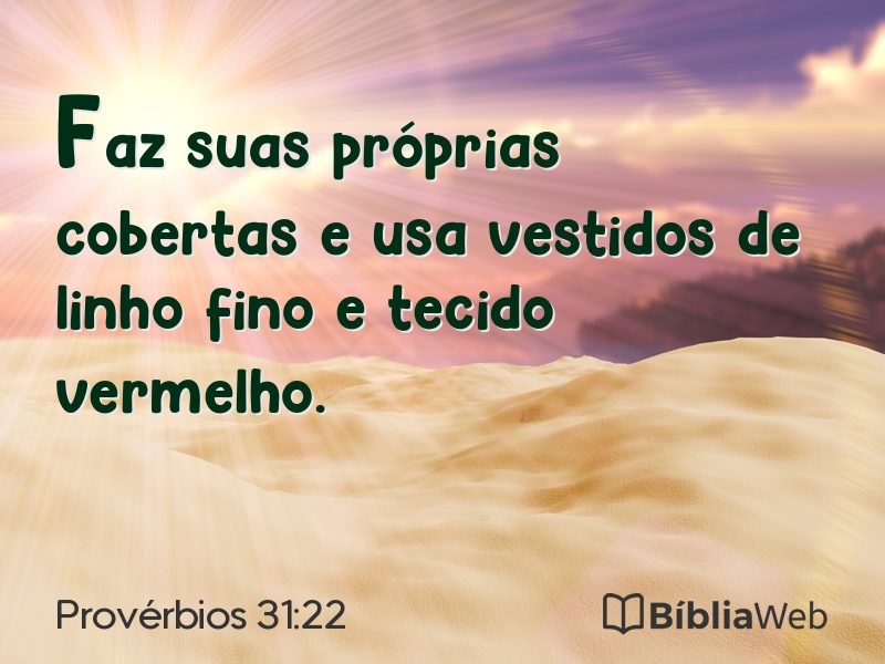 Provérbios 31:22 em imagem para compartilhar