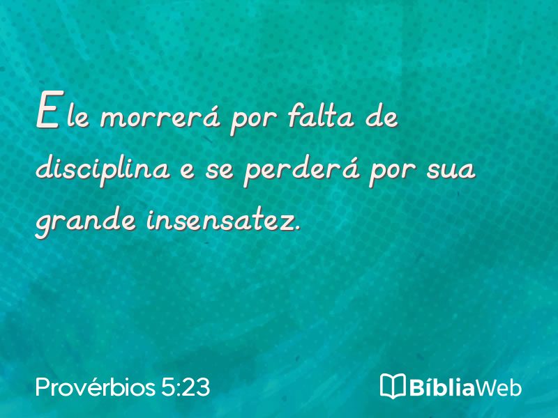 Provérbios 5:23 em imagem para compartilhar