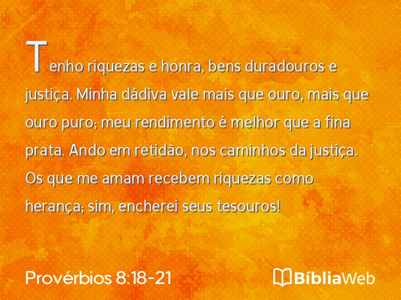Provérbios 8:18-21 em imagem para compartilhar
