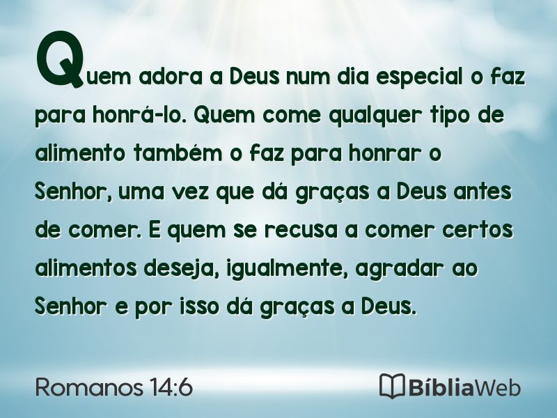 Romanos 14:6 em imagem para compartilhar