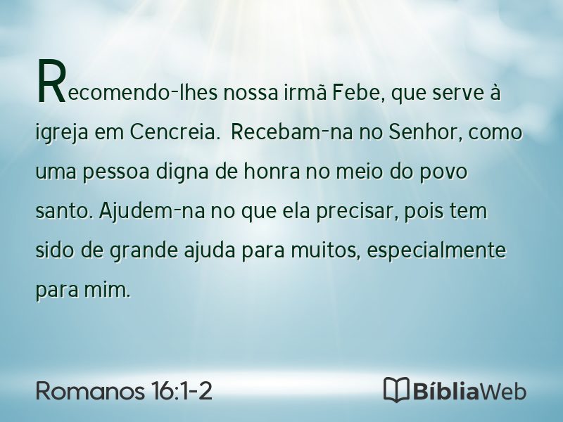 Romanos 16:1-2 em imagem para compartilhar