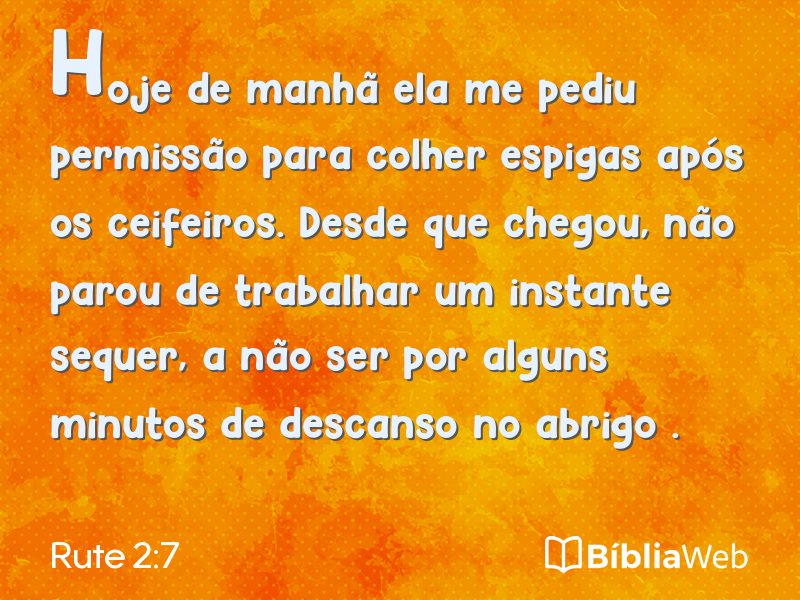 Rute 2:7 em imagem para compartilhar