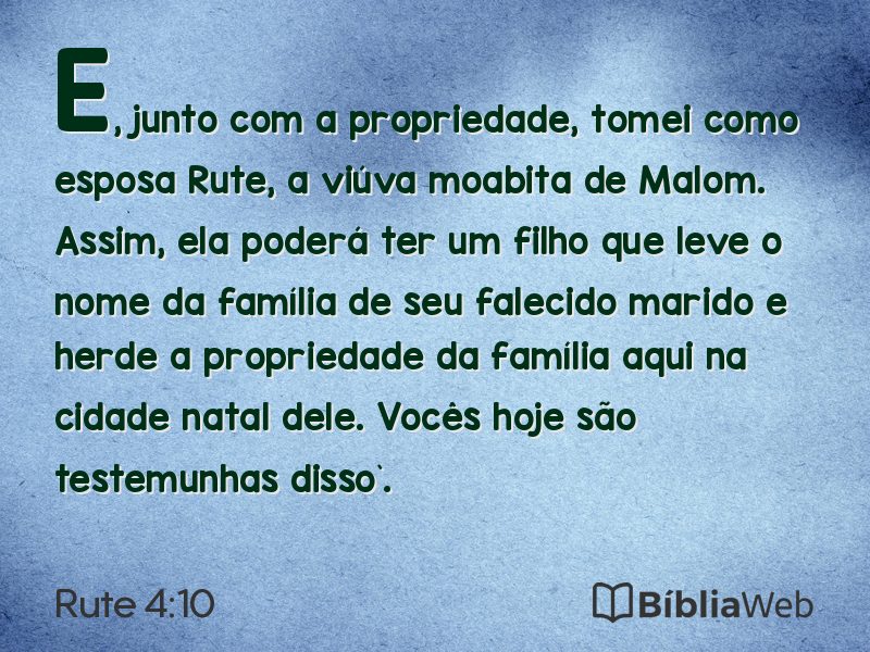 Rute 4:10 em imagem para compartilhar