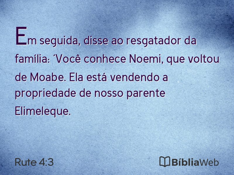 Rute 4:3 em imagem para compartilhar