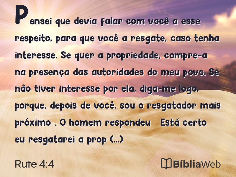 Rute 4:4 em imagem para compartilhar
