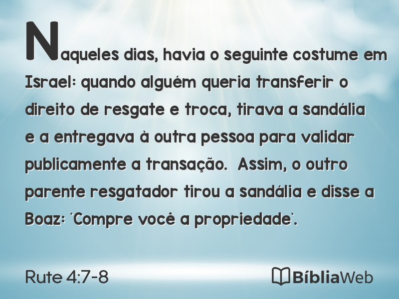 Rute 4:7-8 em imagem para compartilhar