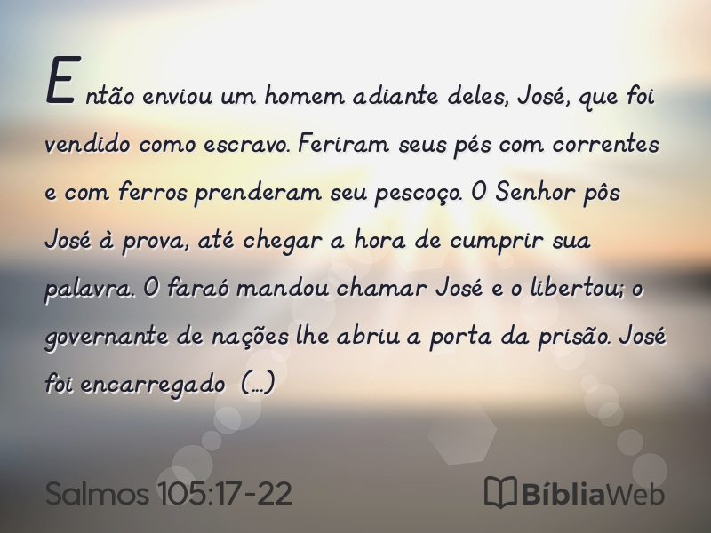 Salmos 105:17-22 em imagem para compartilhar