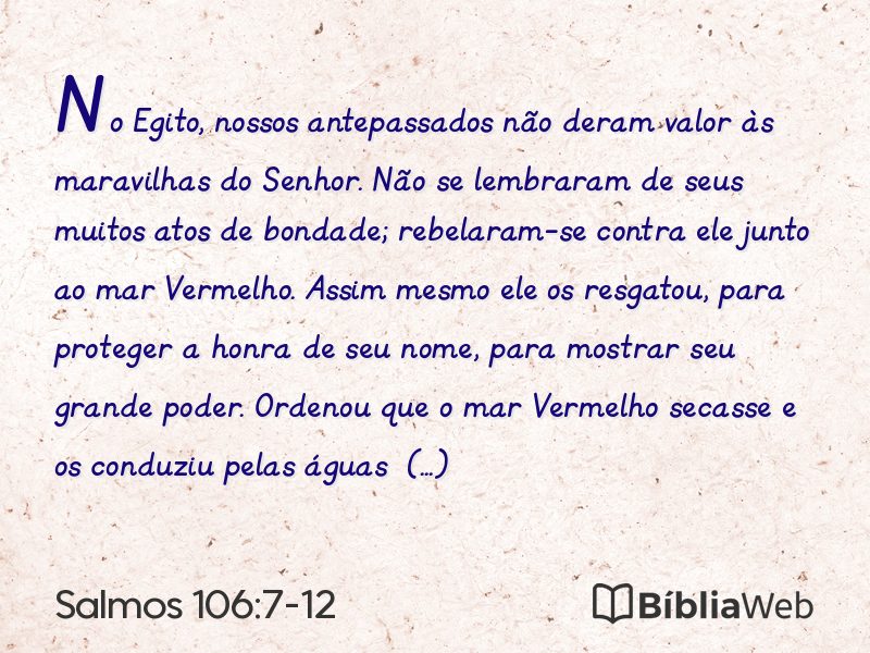 Salmos 106:7-12 em imagem para compartilhar