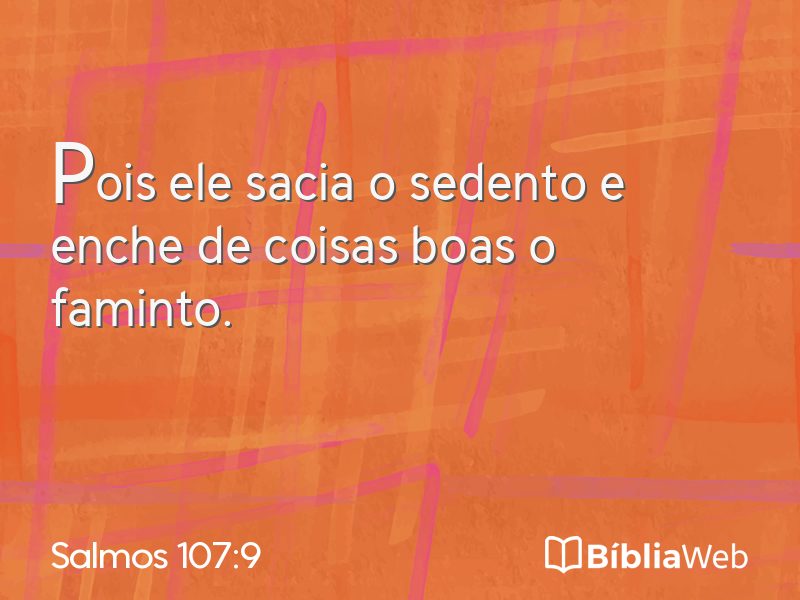 Salmos 107:9 em imagem para compartilhar