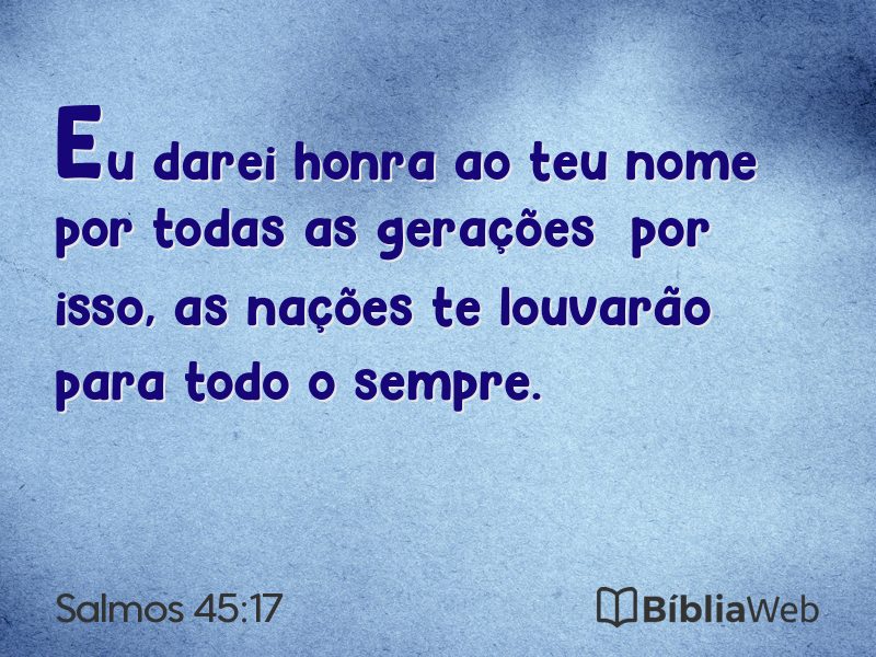 Salmos 45:17 em imagem para compartilhar