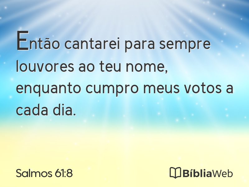 Salmos 61:8 em imagem para compartilhar