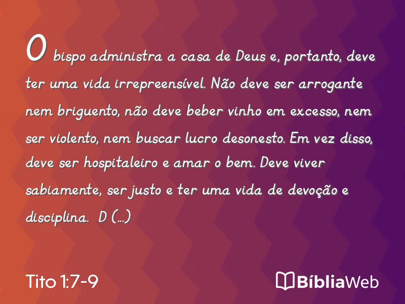 Tito 1:7-9 em imagem para compartilhar