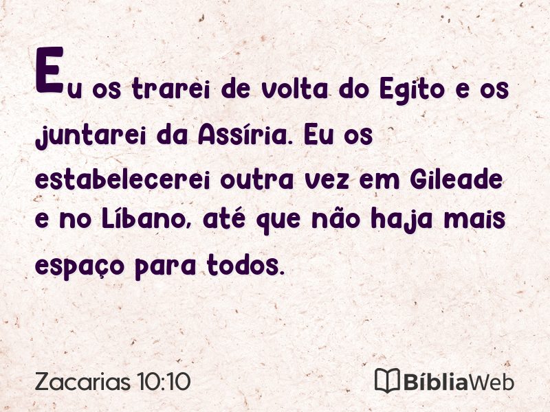 Zacarias 10:10 em imagem para compartilhar