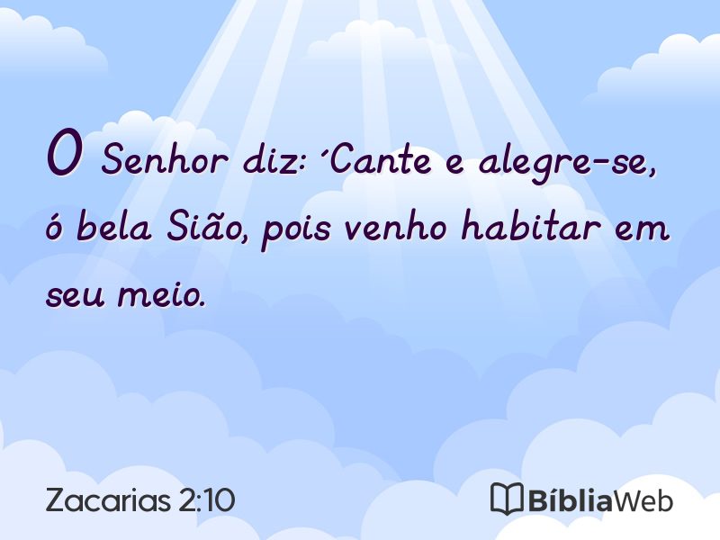 Zacarias 2:10 em imagem para compartilhar