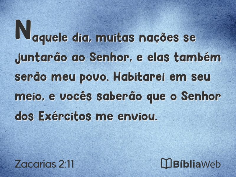 Zacarias 2:11 em imagem para compartilhar