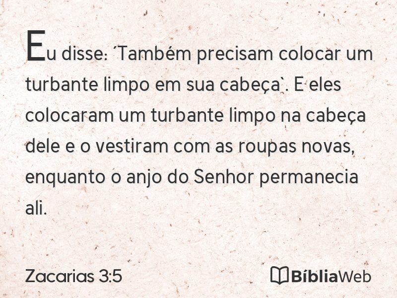 Zacarias 3:5 em imagem para compartilhar