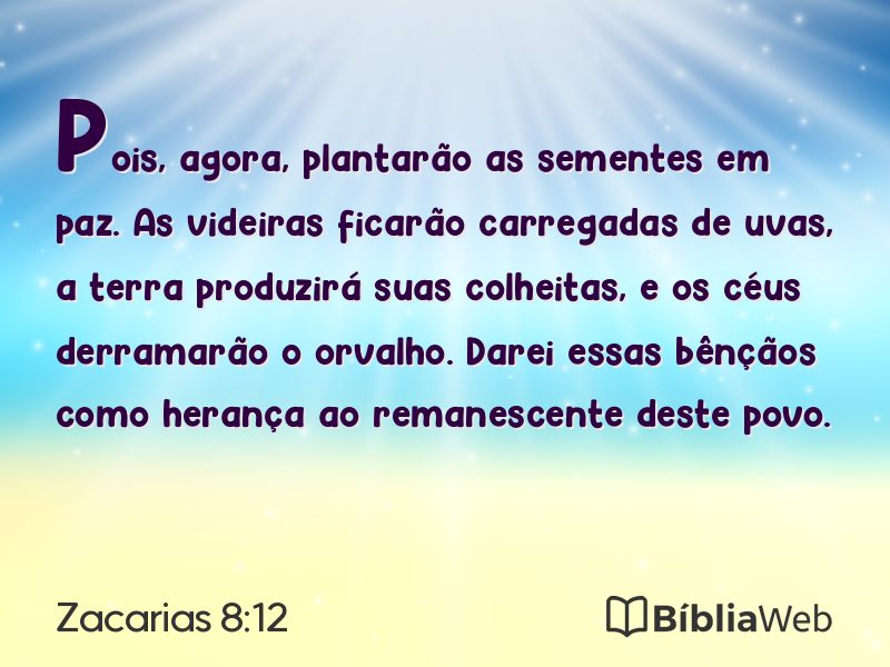 Zacarias 8:12 em imagem para compartilhar