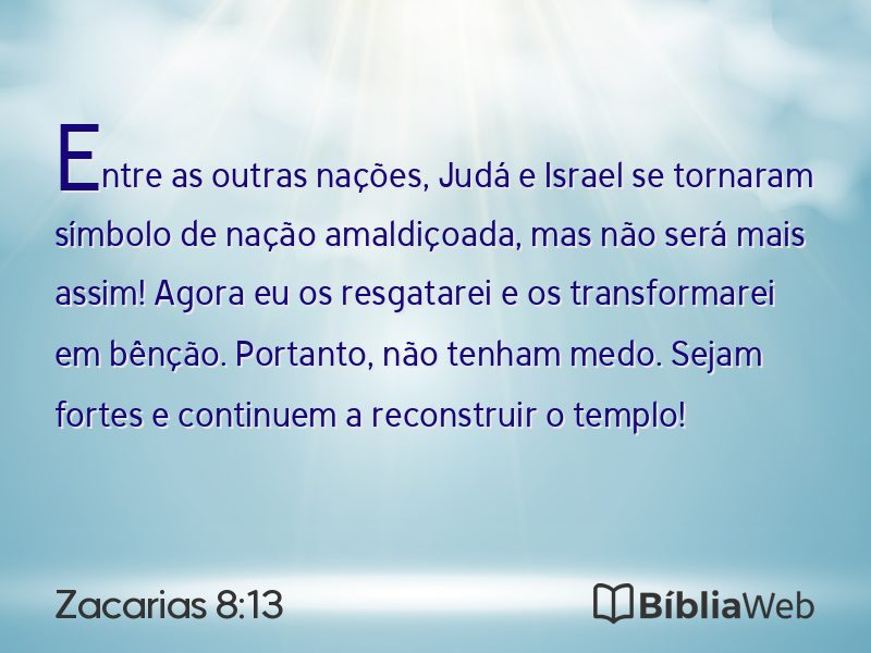 Zacarias 8:13 em imagem para compartilhar