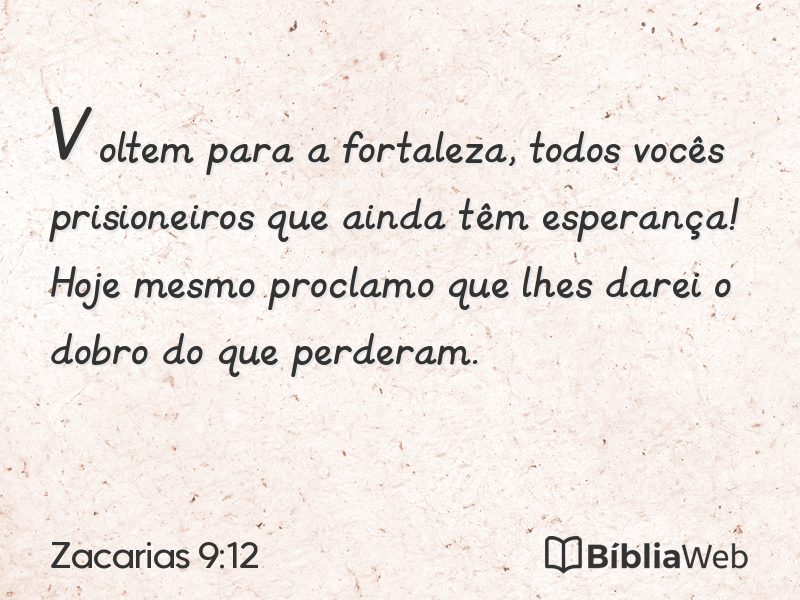 Zacarias 9:12 em imagem para compartilhar