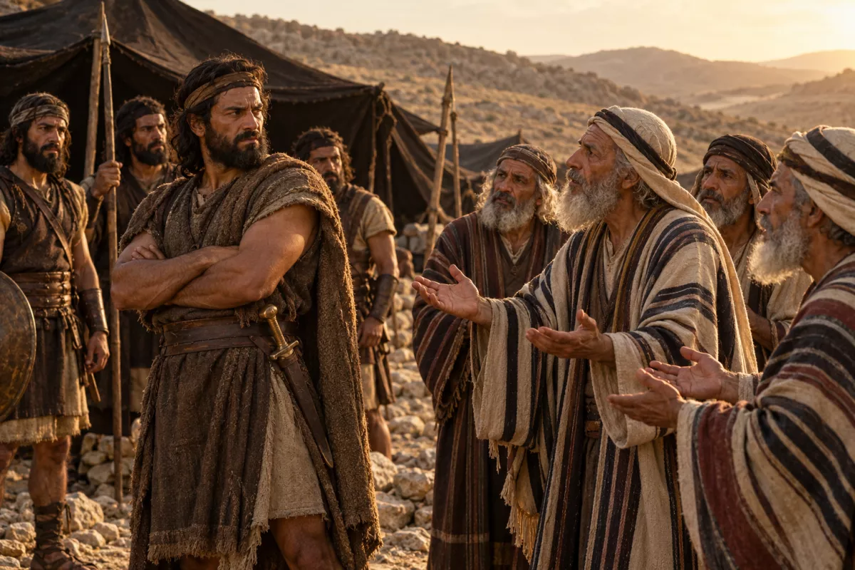 Os anciãos de Gileade vão à terra de Tobe pedir a Jefté que seja o chefe deles